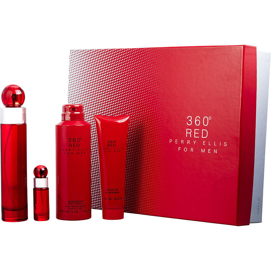 Set 360 Red For Men 4pc Edt 3.4 oz Spray
