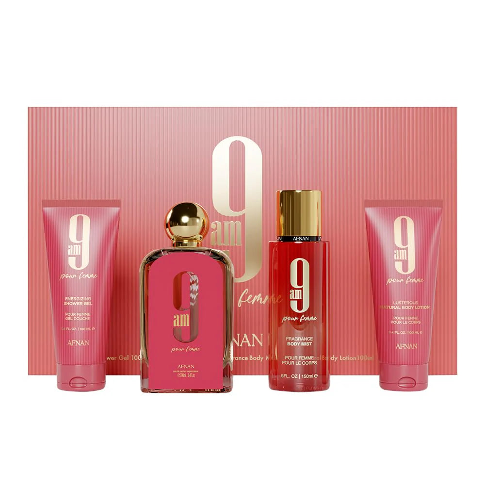 Set Afnan 9am Pour Femme 4pc For Woman Edp 3.4 Spray