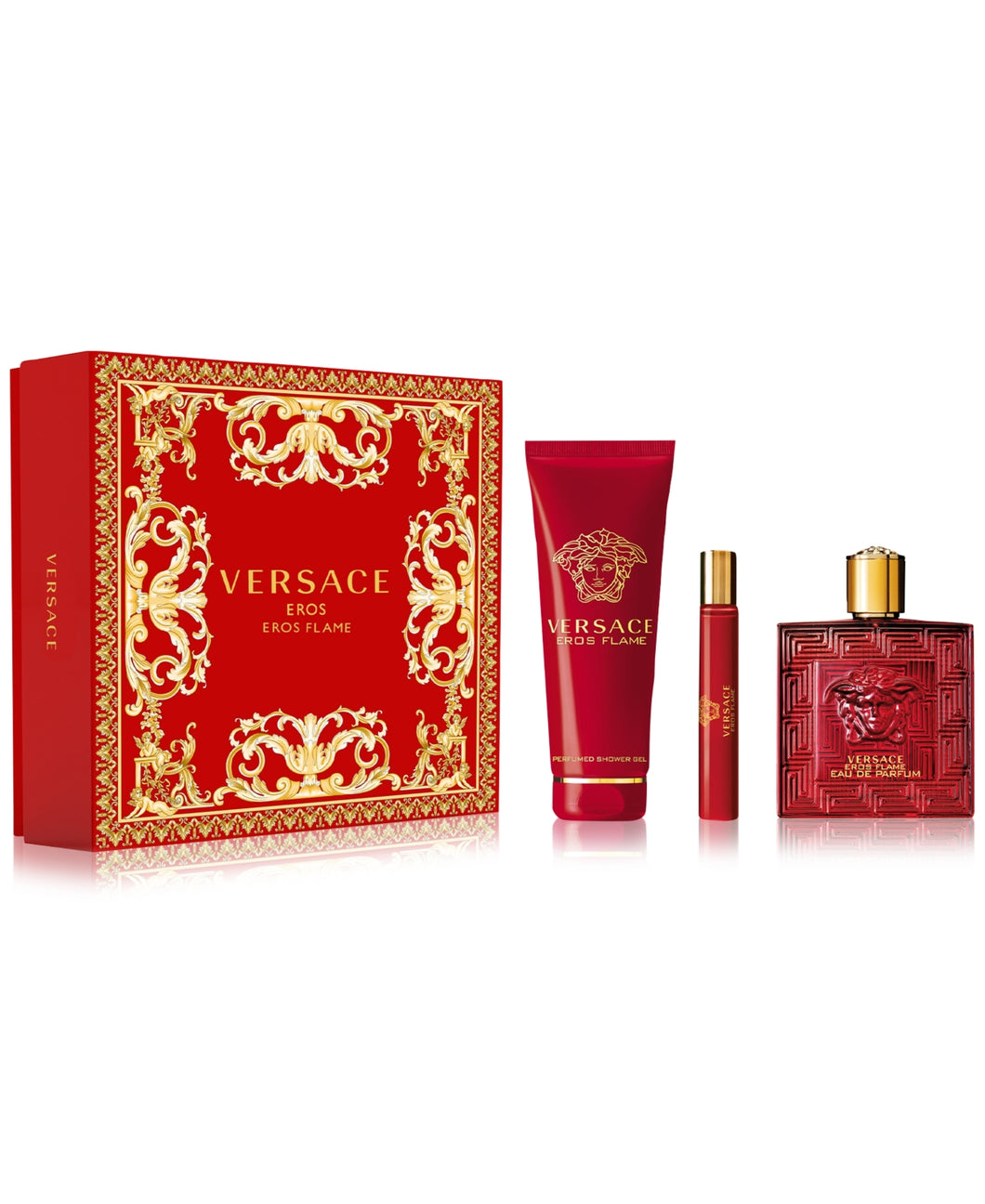 Set Versace Eros Flame For Men 3pc. Edp 3.4oz Spray