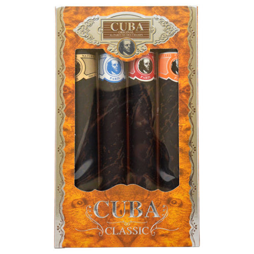 Set Cuba Classic For Men 4pc Edt 1.17 oz Spray Orange, Red, Blue & Gold