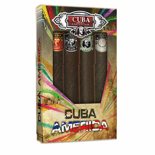 Set Cuba America For Men  4pc  Edt 1.17 oz Spray  Black,Grey,Green & Brown