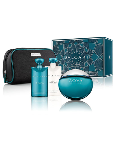 Set Bvlgari Aqva Pour Homme 4pc Edt 3.4 oz Spray