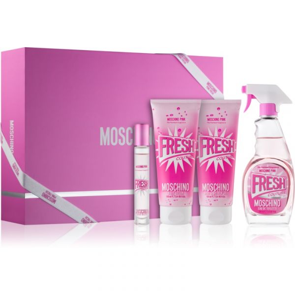 Set Moschino Pink Fresh Coture 4pc  Edt 3.4oz Spray