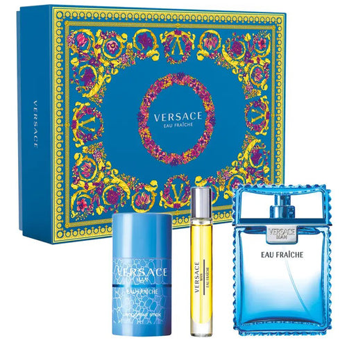 Set Versace Man Eau Fraiche 3pc. Edt 3.4oz Spray