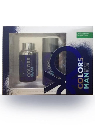 Set Benetton Colors Man Blue 2pc 3.4oz Spray + Deodorant Body Spray 5.1oz