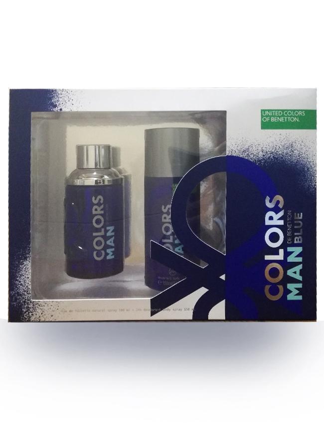 Set Benetton Colors Man Blue 2pc 3.4oz Spray + Deodorant Body Spray 5.1oz