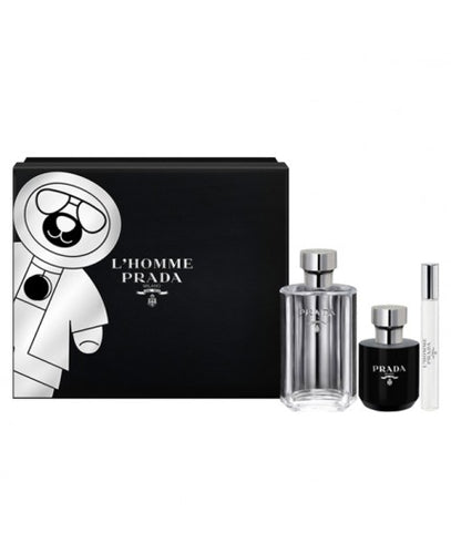Set Prada L'Homme 3pc Edt 3.4oz Spray