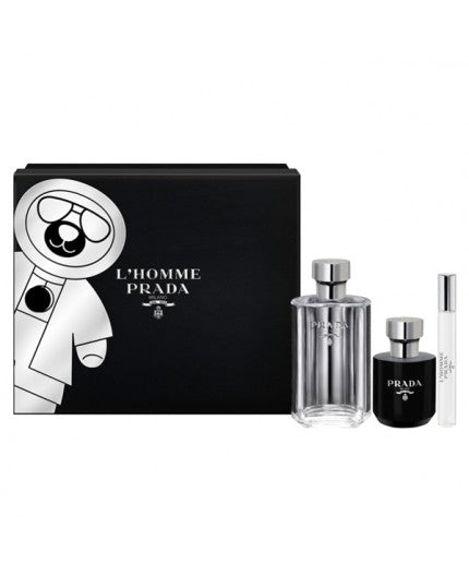 Set Prada L'Homme 3pc Edt 3.4oz Spray