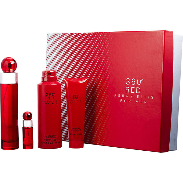 Set 360 Red For Men 4pc Edt 3.4 oz Spray