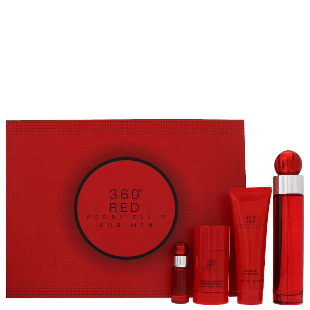 Set 360 Red For Men 4pc. Edt 3.4oz Spray