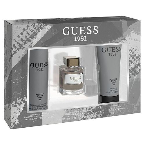 Set Guess 1981 For Men 3pc. Edt 3.4oz Spray + 6.7oz Shower Gel + 6.0oz Body Spray