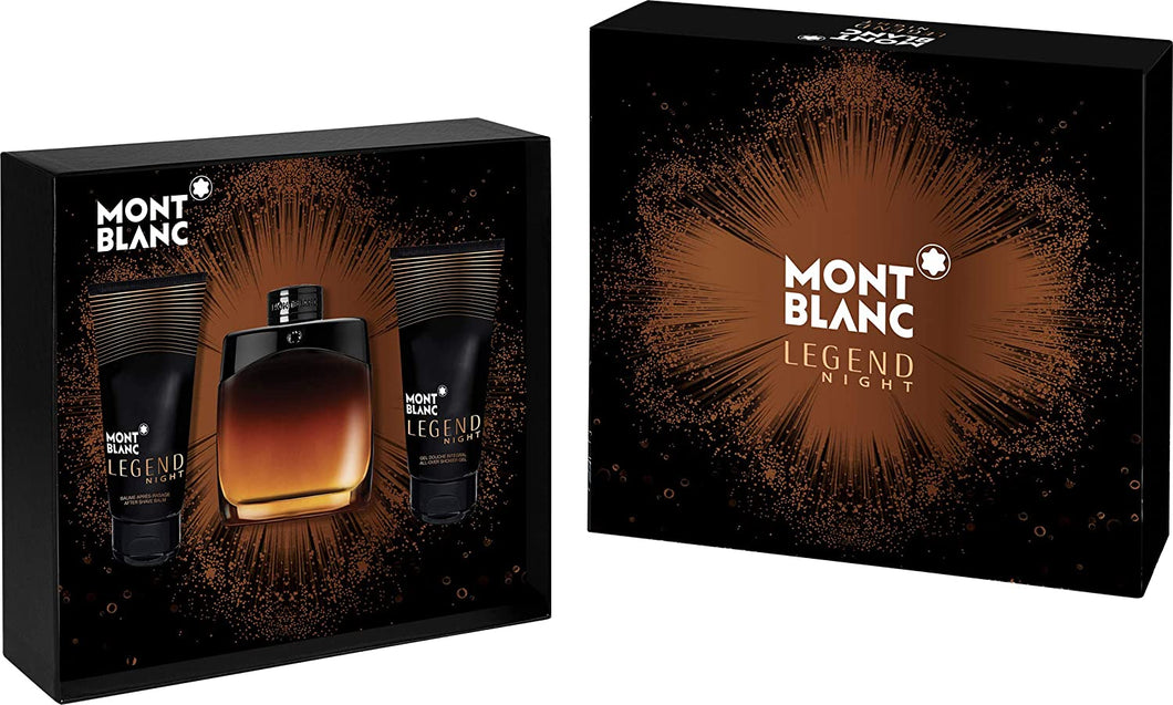 Set Mont Blanc Legend Night For Men 3pc. Edp 3.3oz Spray