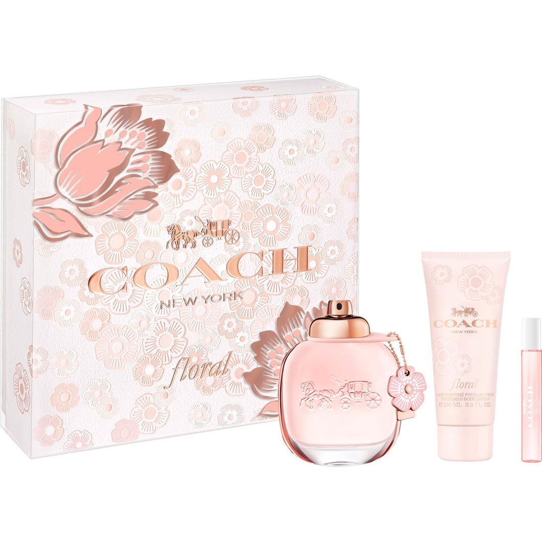 Set Coach Floral 3pc. Edp 3.0oz Spray + 3.3oz Body Lotion + 0.25oz Edp Spray