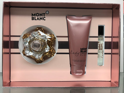 Set Mont Blanc Emblem Elixir Lady 3pc. Edp 2.5oz Spray
