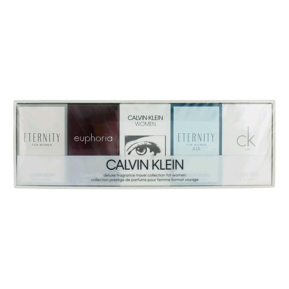 Calvin Klein Deluxe Fragrance Travel Collection by Calvin Klein for Women -  5 Pc Mini Gift Set 