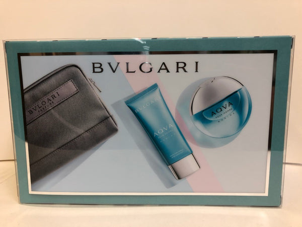 Set Bvlgari Aqva Marine 3pc. Edt 3.4oz Spray + 3.4oz After Shave Balm + Pouch