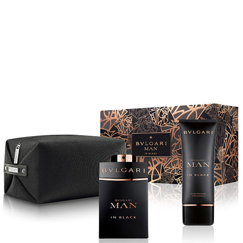Set Bvlgari Man In Black 3pc. Edp 3.4oz Spray + 3.4oz After Shave Balm + Pouch