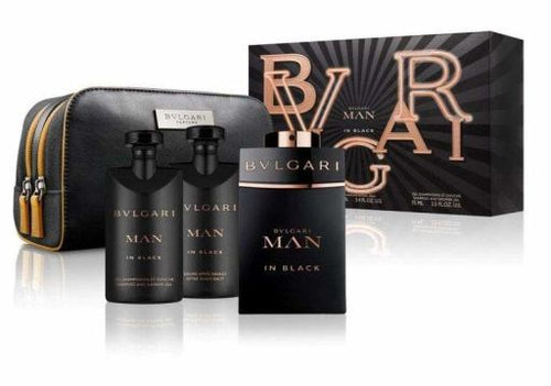 Set Bvlgari Man in Black 4pc. Edp 3.4oz Spray + 2.5oz After Shave Balm + 2.5 Shower Gel