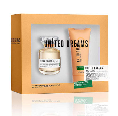 Set United Deams Stay Positive For Her 2pc. Edt 2.7oz Spray + 3.4oz Body Lotion