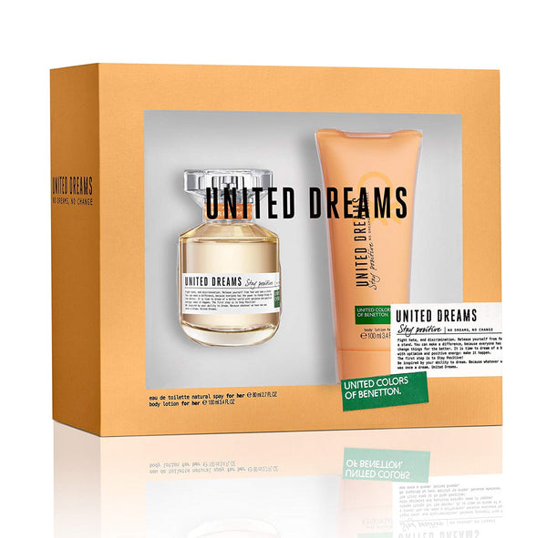 Set United Deams Stay Positive For Her 2pc. Edt 2.7oz Spray + 3.4oz Body Lotion