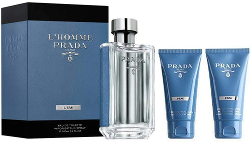 Set Prada L'homme L'eau 3pc. Edt 3.4oz Spray