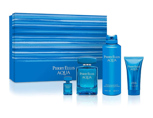 Set Perry Ellis Aqua For Men 4pc. Edt 3.4oz Spray