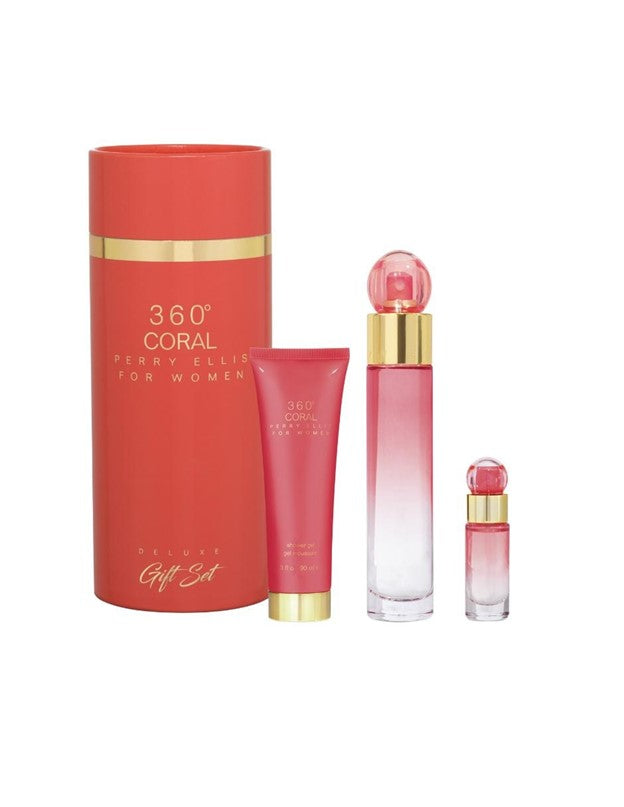 Set 360 Coral For Women 3pc. Edp 3.4oz Spray