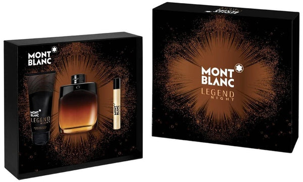 Set Mont Blanc Legend Night 3pc Edp 3.3 oz Spray + Edp 0.25 Spray + After Shave Balm 3.3 oz
